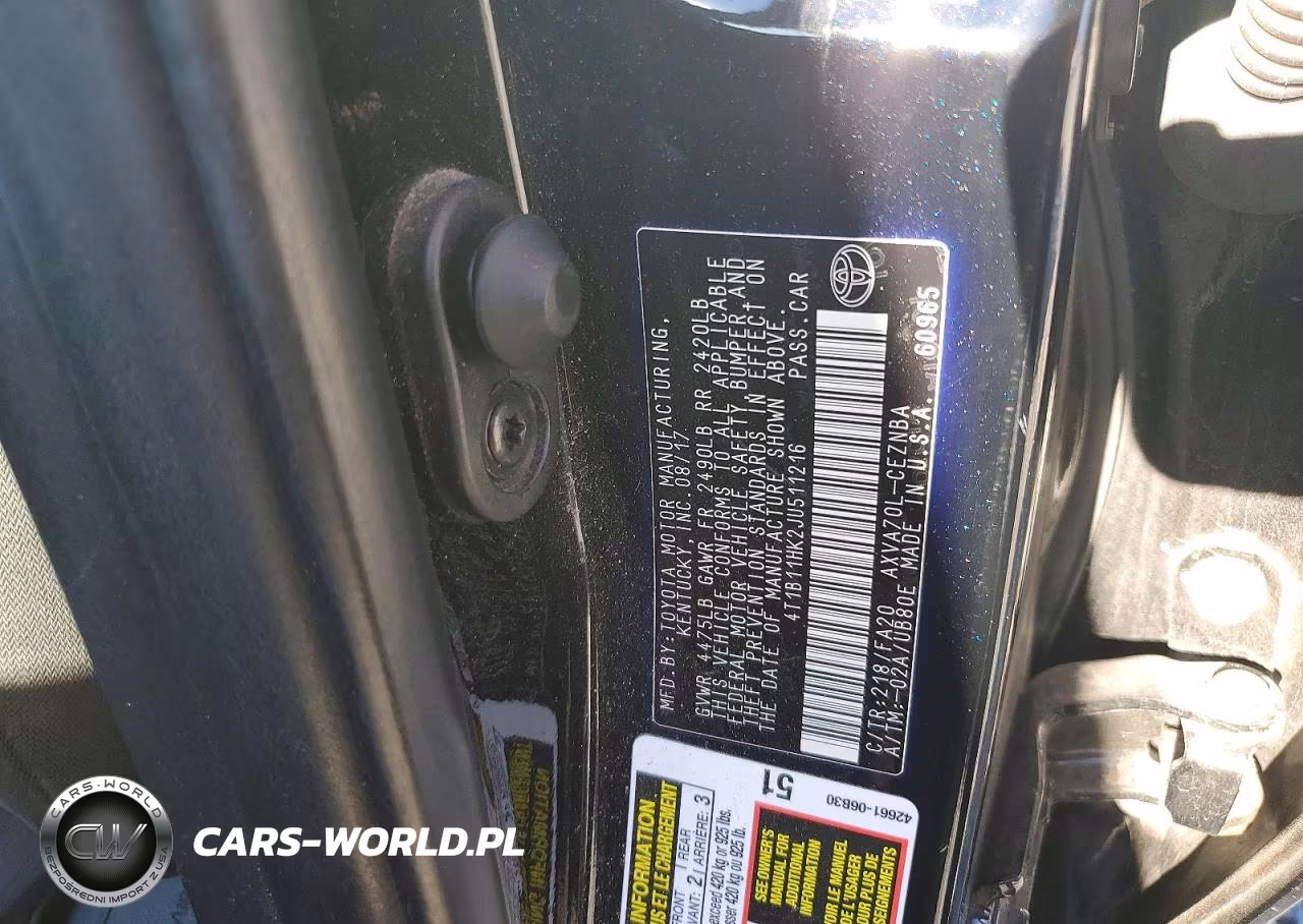 2018 Toyota Camry Le VIN:4T1B11HK2JU511216 - 12