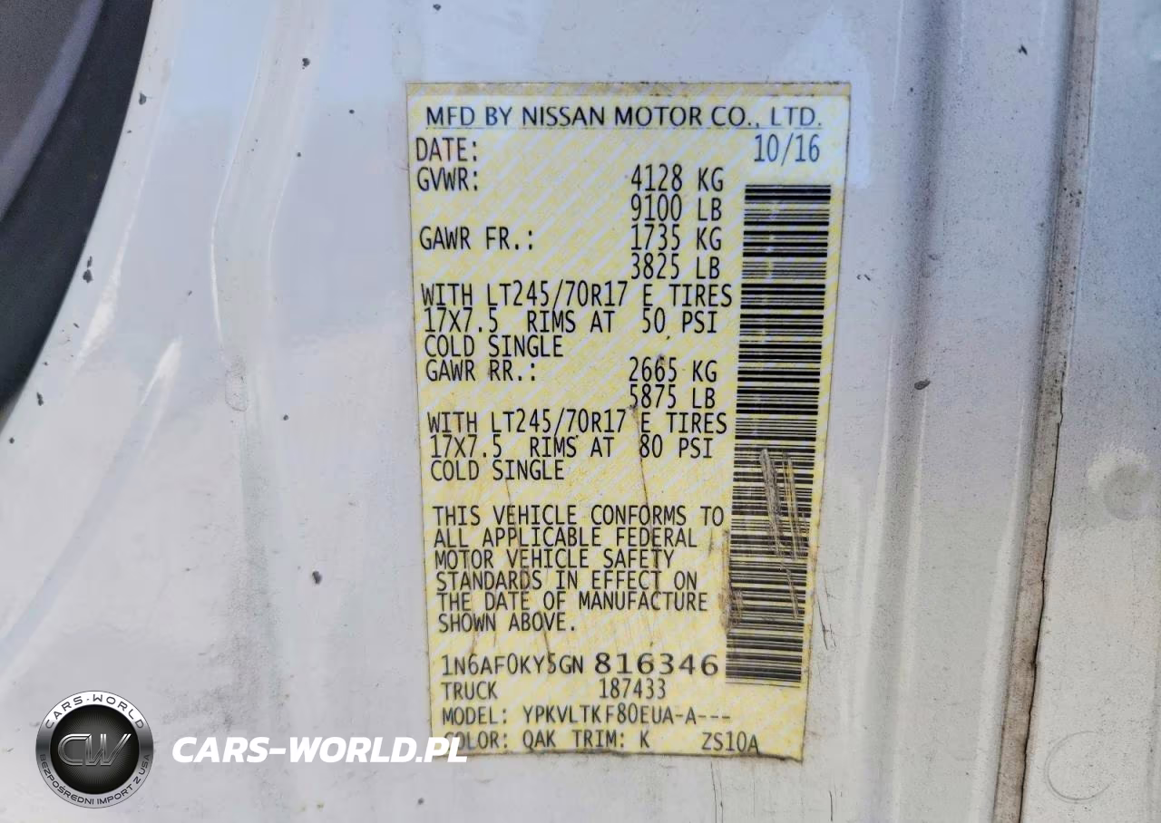 2016 Nissan Nv 2500 Hd Sv VIN:1N6AF0KY5GN816346 - 13