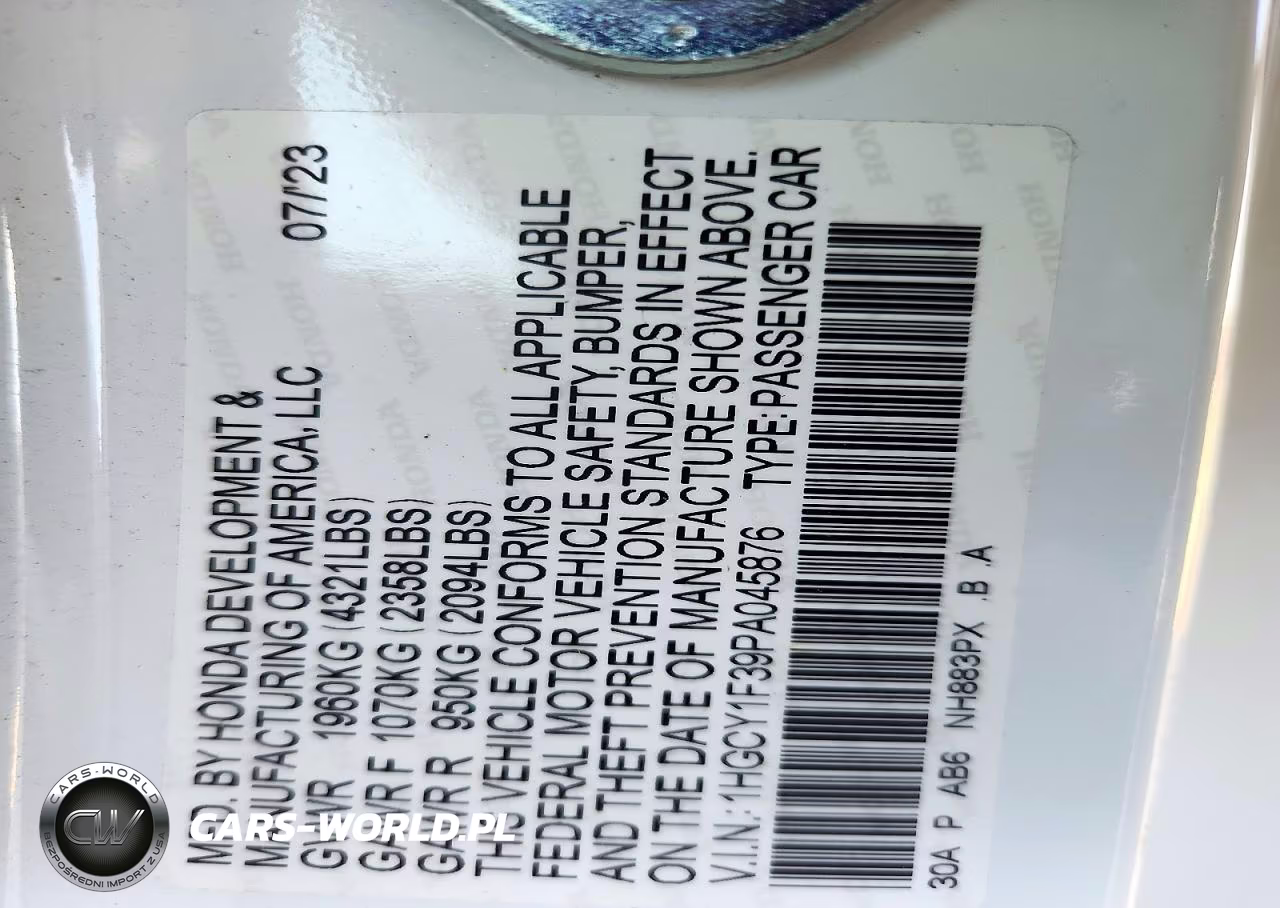 2023 Honda Accord Ex VIN:1HGCY1F39PA045876 - 12