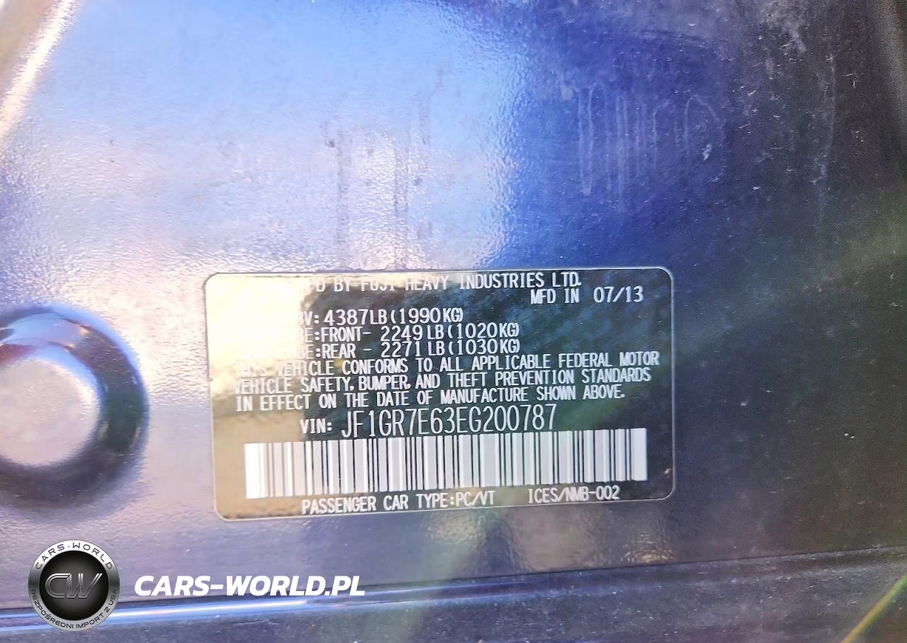 2014 Subaru Impreza Wrx VIN:JF1GR7E63EG200787 - 13