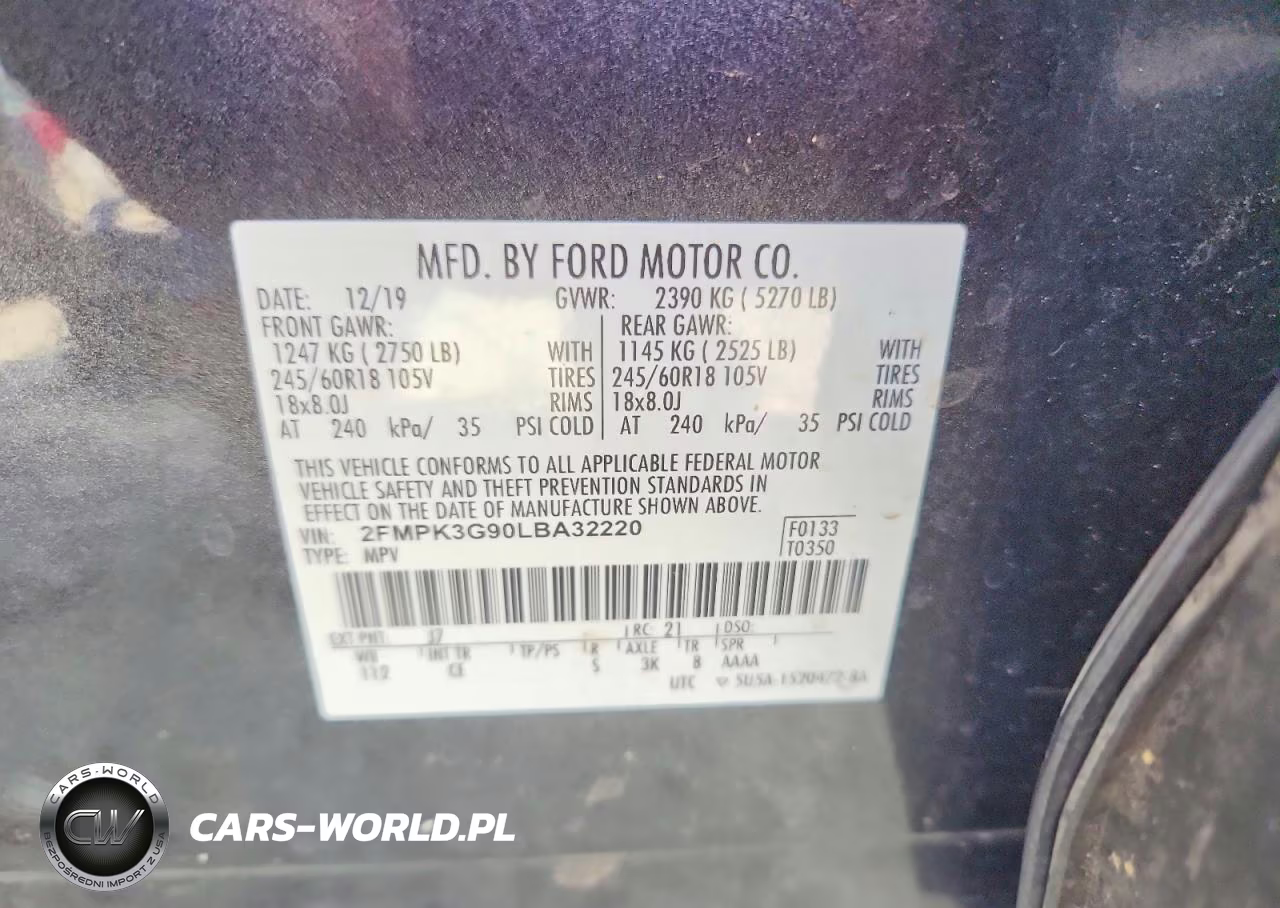2020 Ford Edge Se VIN:2FMPK3G90LBA32220 - 13