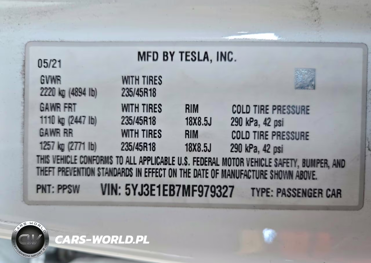 2021 Tesla Model 3 VIN:5YJ3E1EB7MF979327 - 12