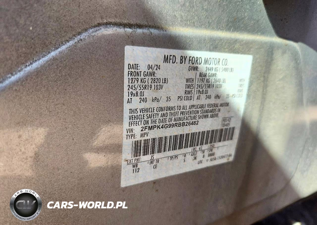 2024 Ford Edge Se VIN:2FMPK4G99RBB26482 - 12