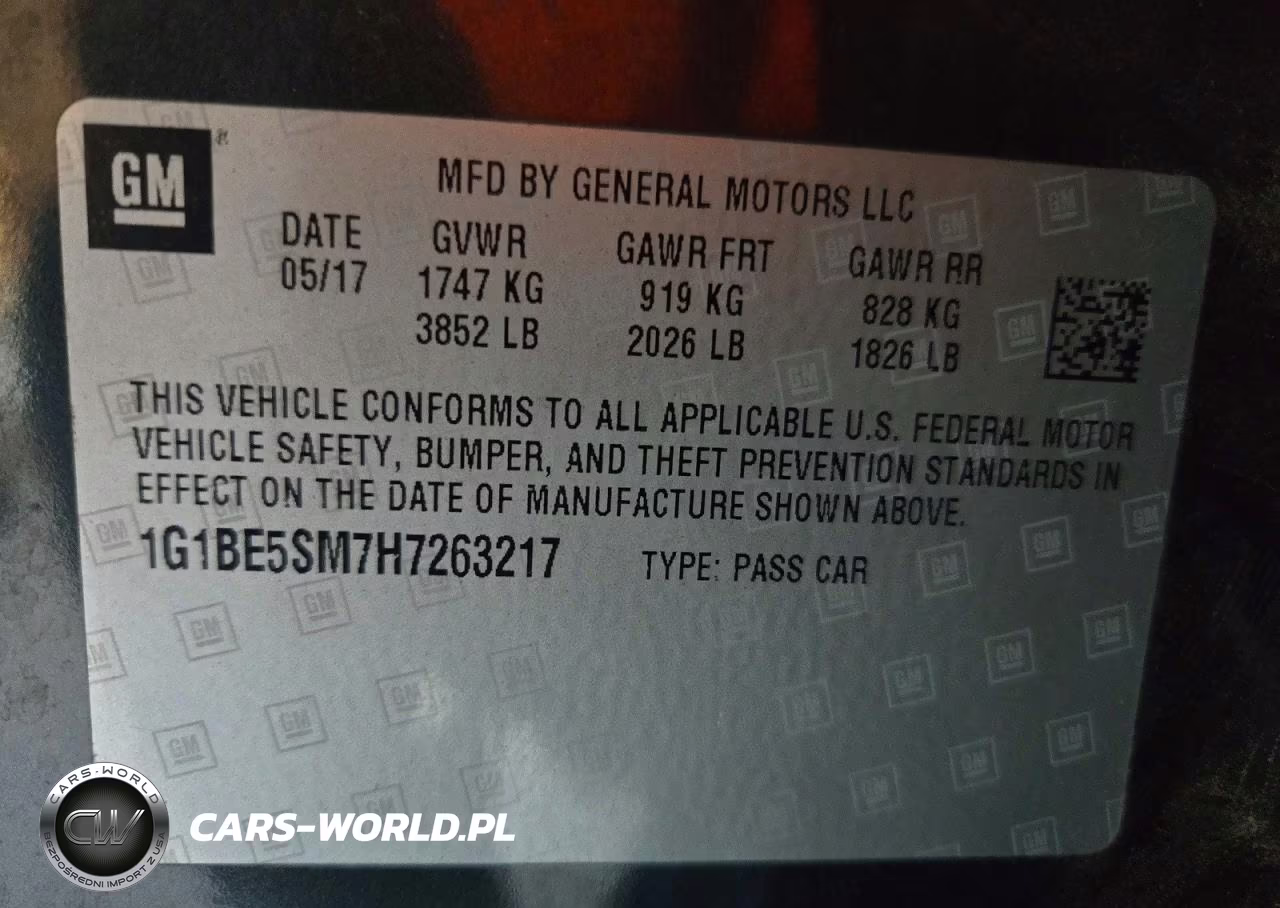 2017 Chevrolet Cruze Lt VIN:1G1BE5SM7H7263217 - 12