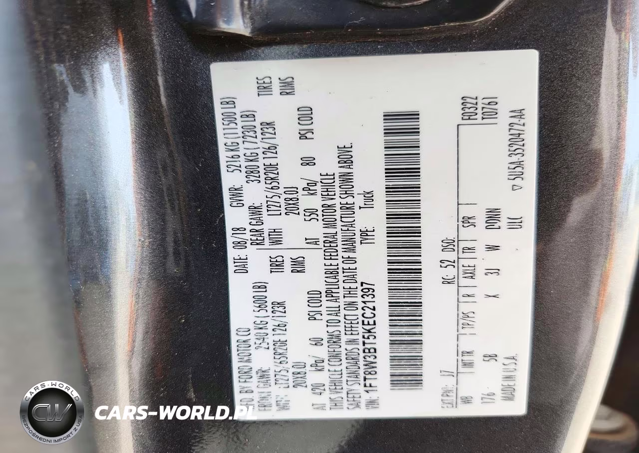 2019 Ford F350 Super Duty VIN:1FT8W3BT5KEC21397 - 12