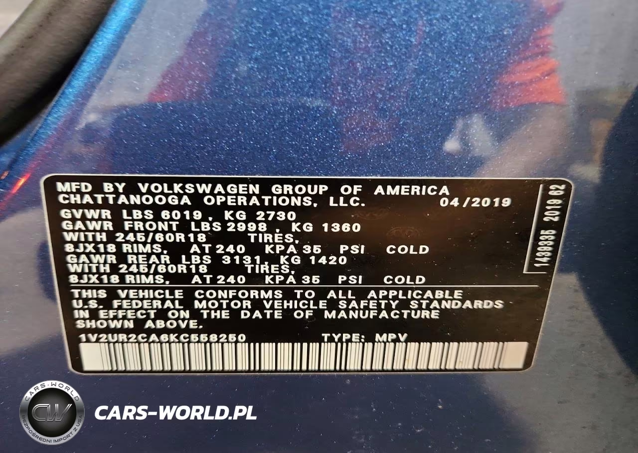 2019 Volkswagen Atlas Se VIN:1V2UR2CA6KC558250 - 13