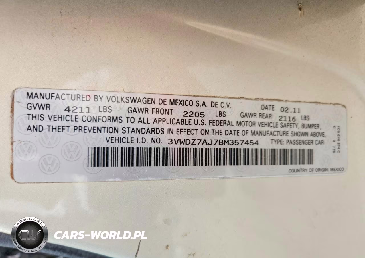 2011 Volkswagen Jetta Se VIN:3VWDZ7AJ7BM357454 - 12