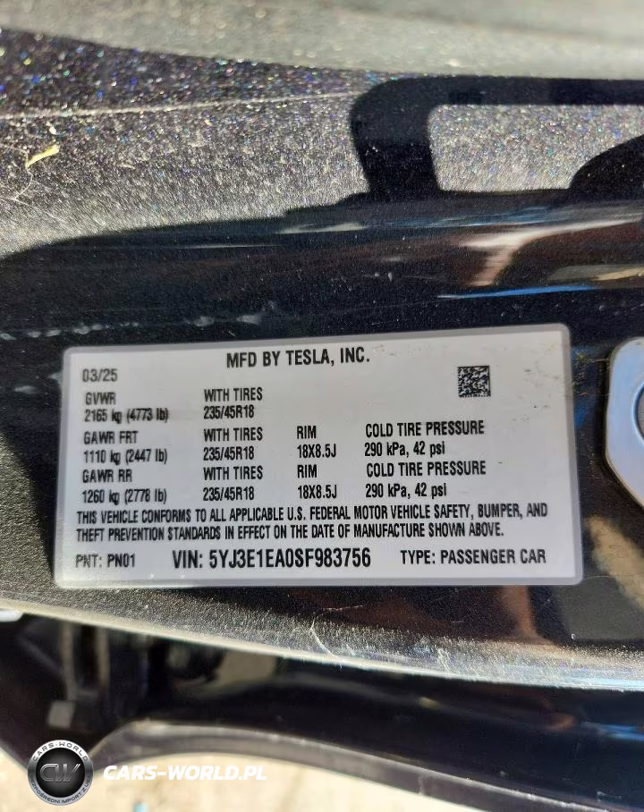 2025 Tesla Model 3 VIN:5YJ3E1EA0SF983756 - 12