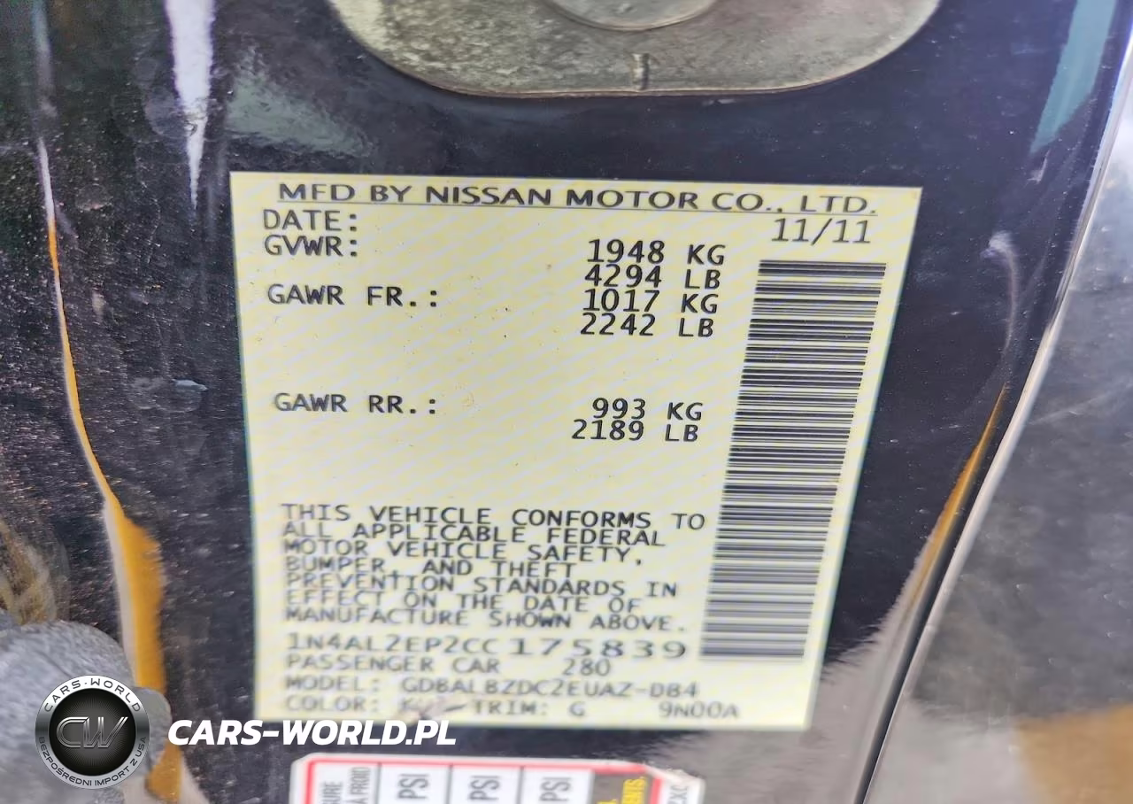 2012 Nissan Altima 2.5 S VIN:1N4AL2EP2CC175839 - 12