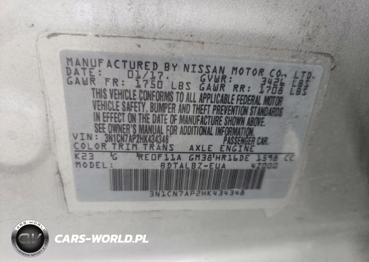 2017 Nissan Versa 1.6 Sv VIN:3N1CN7AP2HK434348 - 12