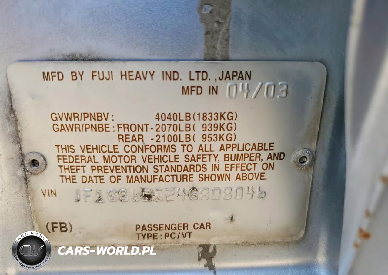 2004 Subaru Impreza Ts VIN:JF1GG65524G808046 - 12