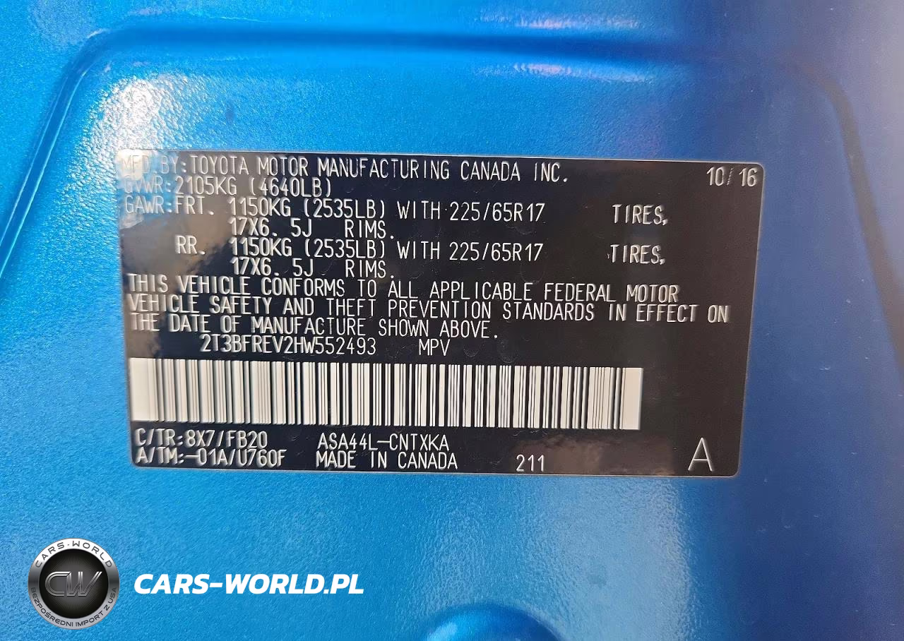 2017 Toyota Rav4 Le VIN:2T3BFREV2HW552493 - 14