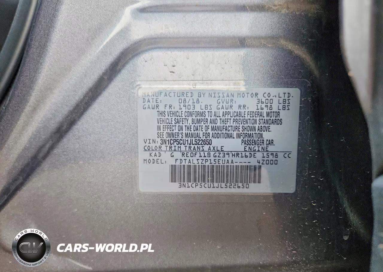 2018 Nissan Kicks Sv VIN:3N1CP5CU1JL522650 - 12
