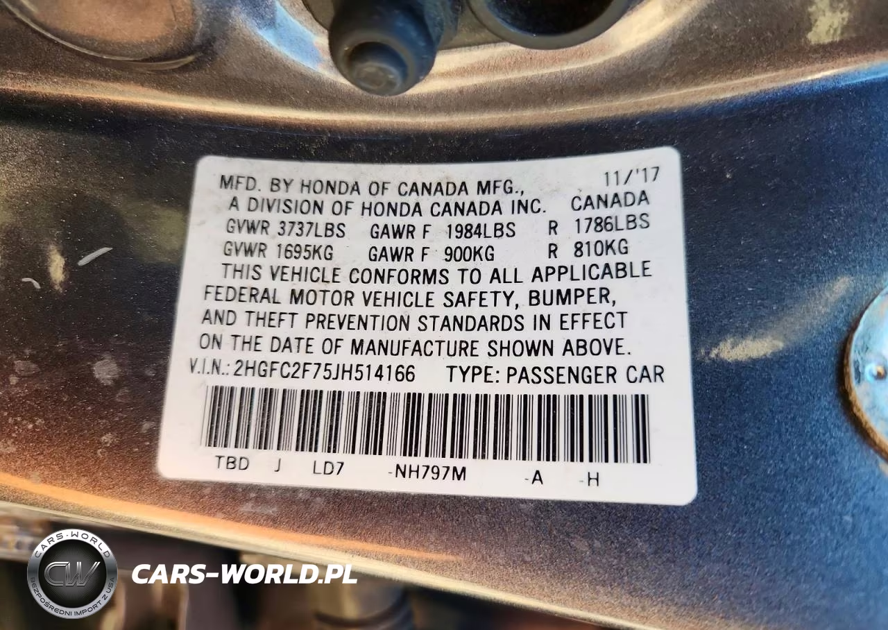 2018 Honda Civic Ex VIN:2HGFC2F75JH514166 - 12