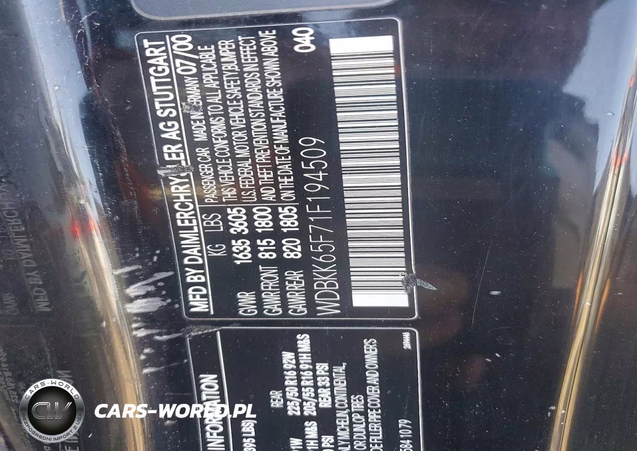 2001 Mercedes-Benz Slk 320 VIN:WDBKK65F71F194509 - 12