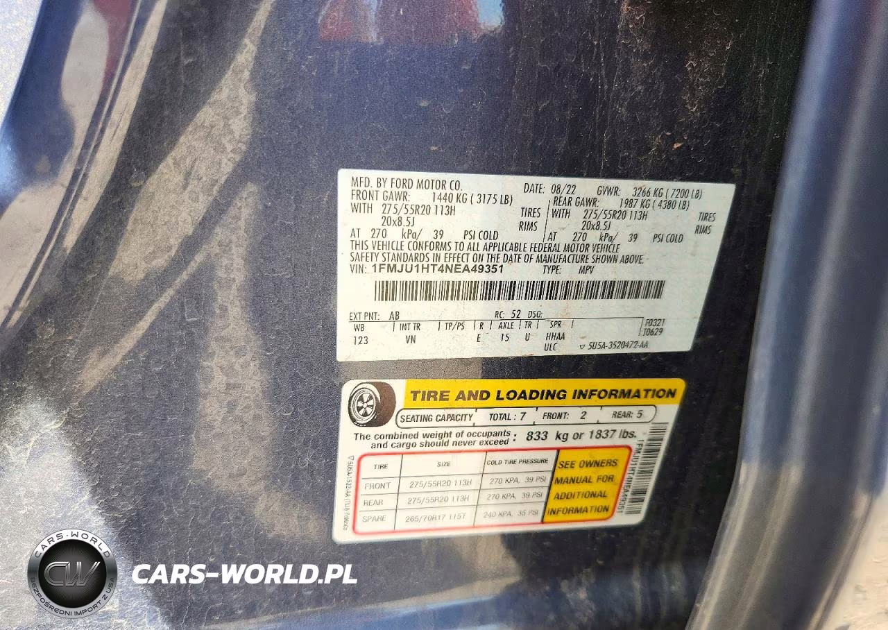 2022 Ford Expedition Xlt VIN:1FMJU1HT4NEA49351 - 13