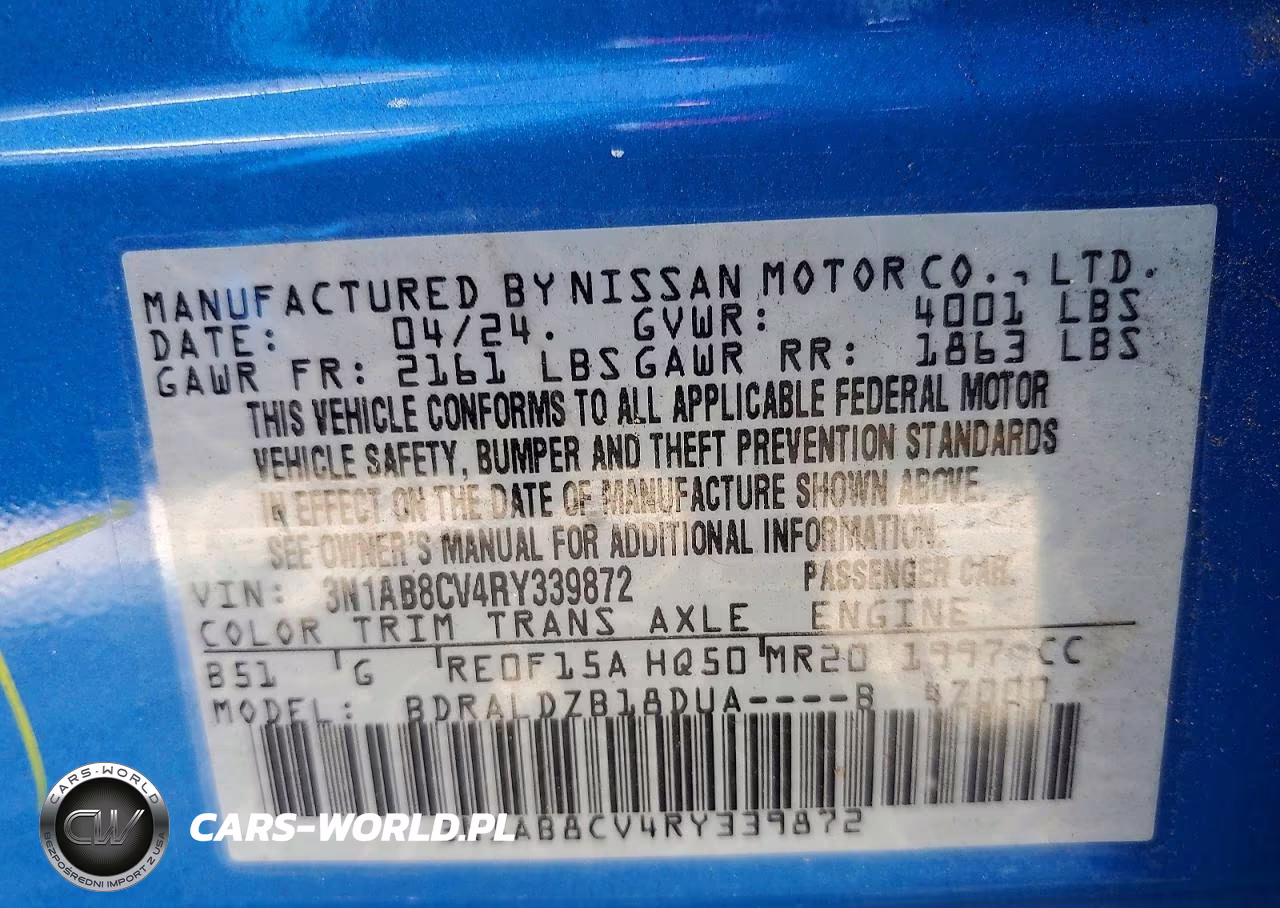 2024 Nissan Sentra Sv VIN:3N1AB8CV4RY339872 - 12