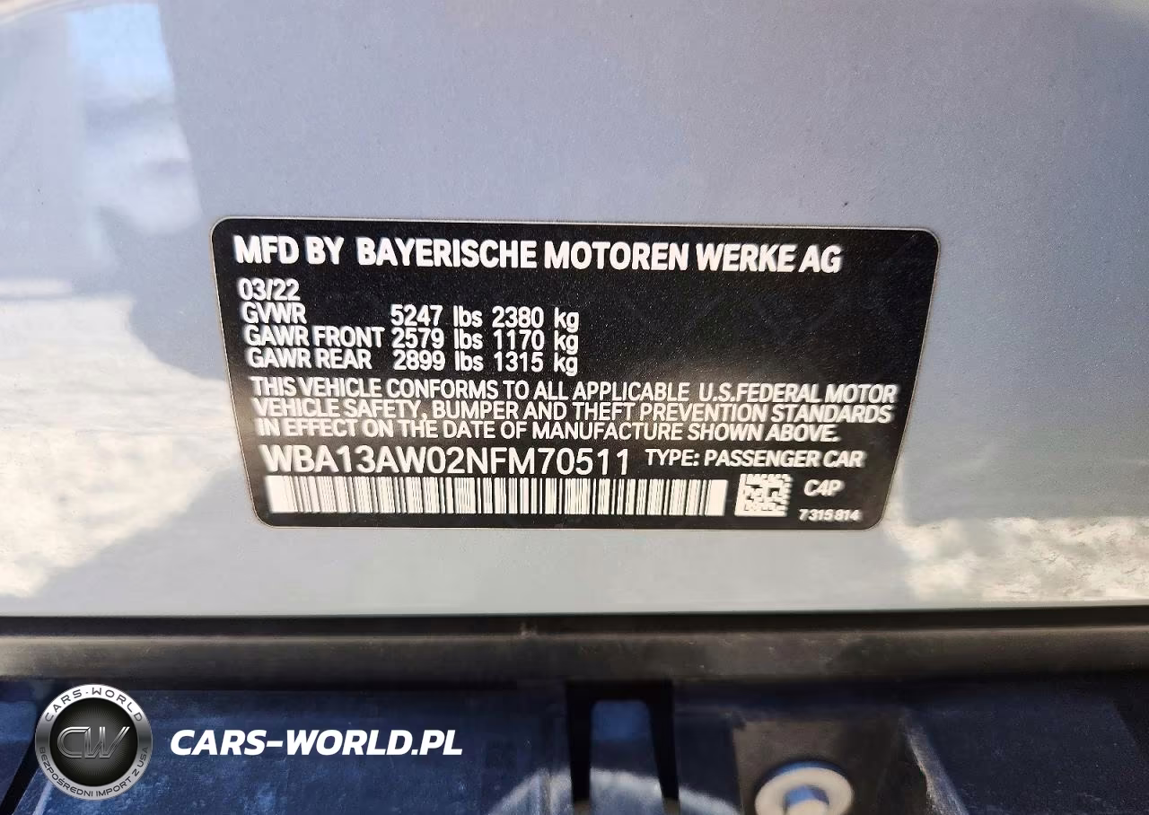 2022 BMW M440Xi Gran Coupe VIN:WBA13AW02NFM70511 - 12
