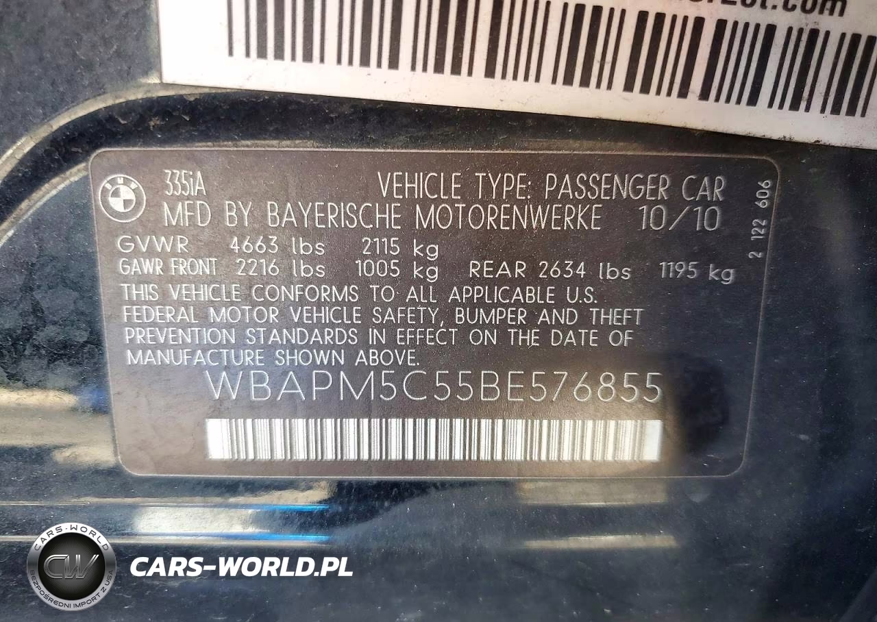 2011 BMW 335 I VIN:WBAPM5C55BE576855 - 12