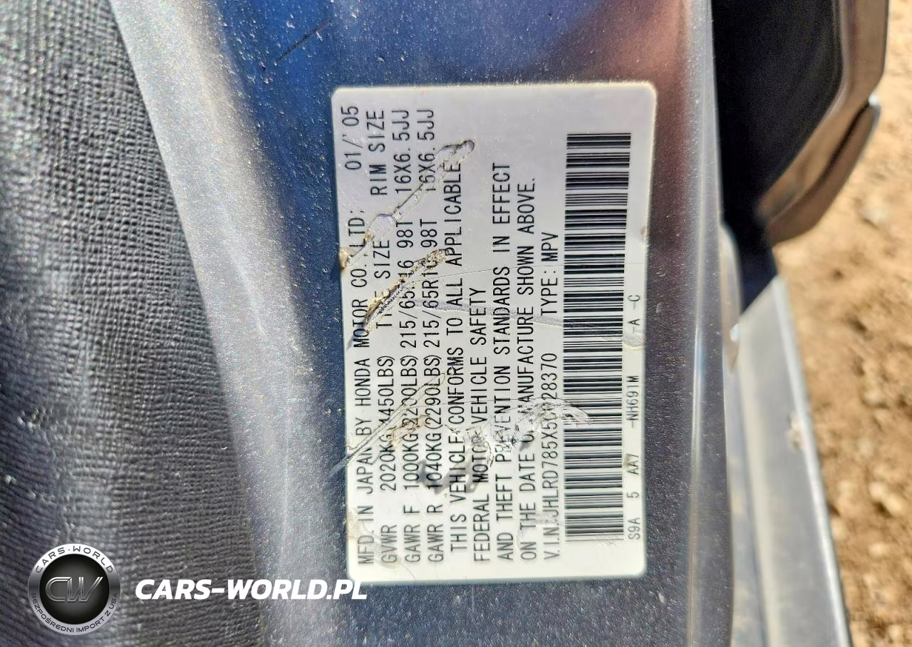 2005 Honda Cr-V Lx VIN:JHLRD785X5C028370 - 12