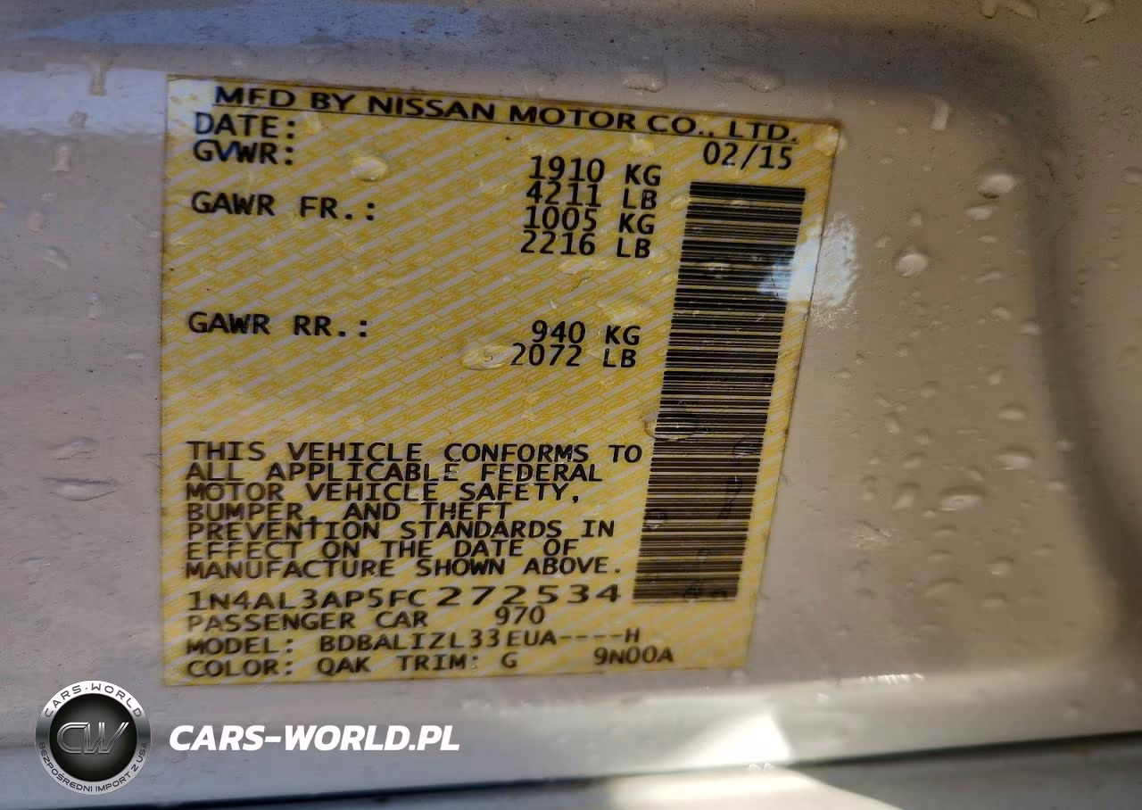 2015 Nissan Altima 2.5 Sv VIN:1N4AL3AP5FC272534 - 13