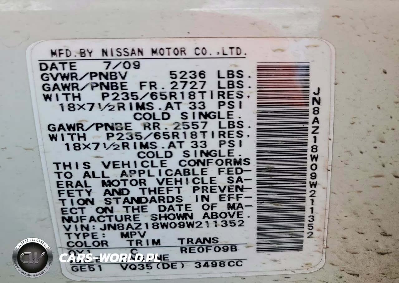 2009 Nissan Murano S VIN:JN8AZ18W09W211352 - 13