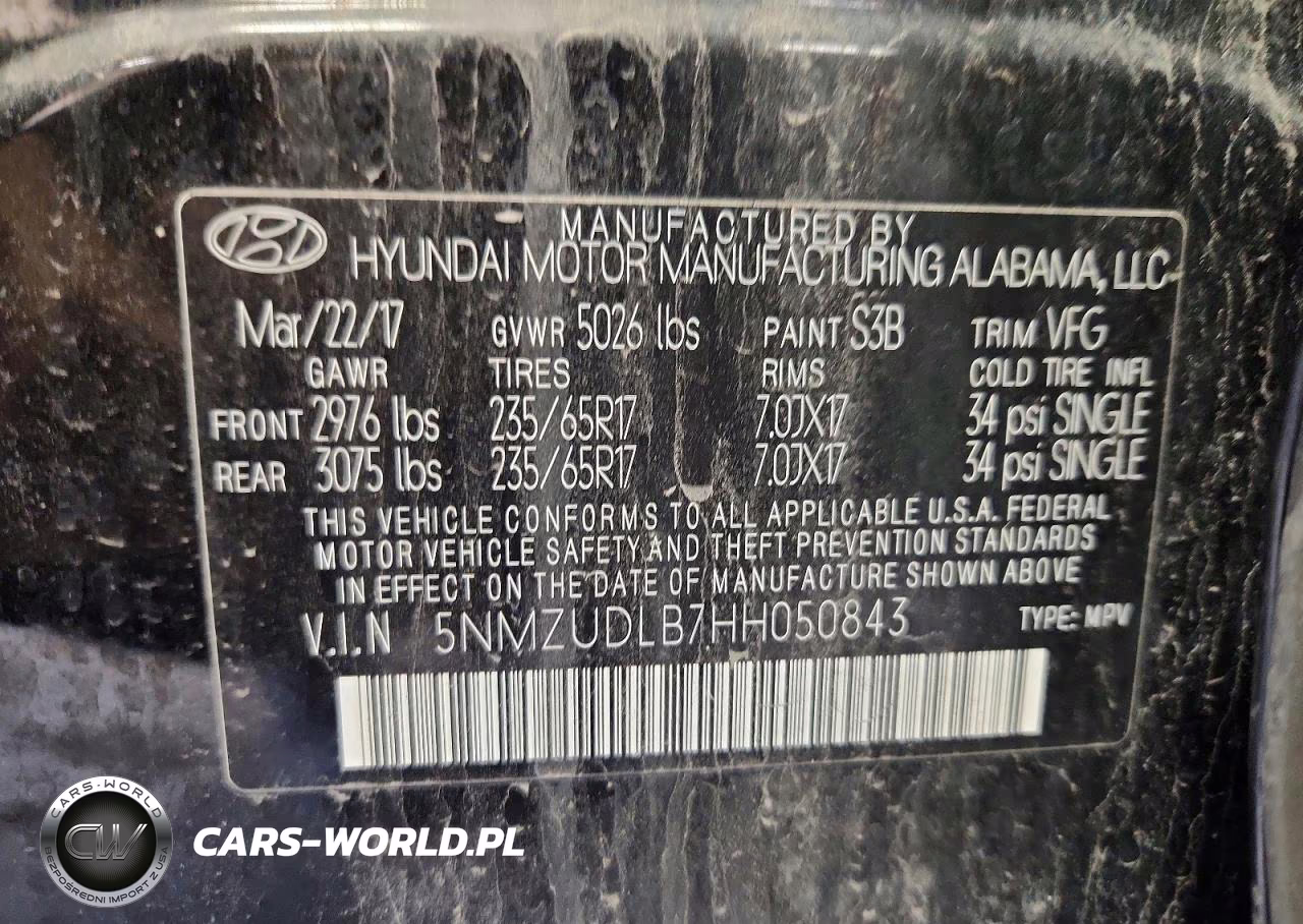 2017 Hyundai Santa Fe Sport 2.4L VIN:5NMZUDLB7HH050843 - 12