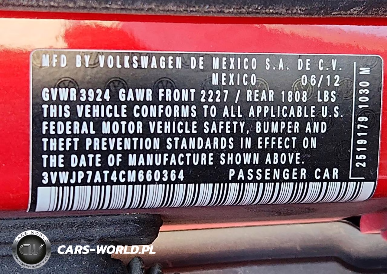 2012 Volkswagen Beetle VIN:3VWJP7AT4CM660364 - 12
