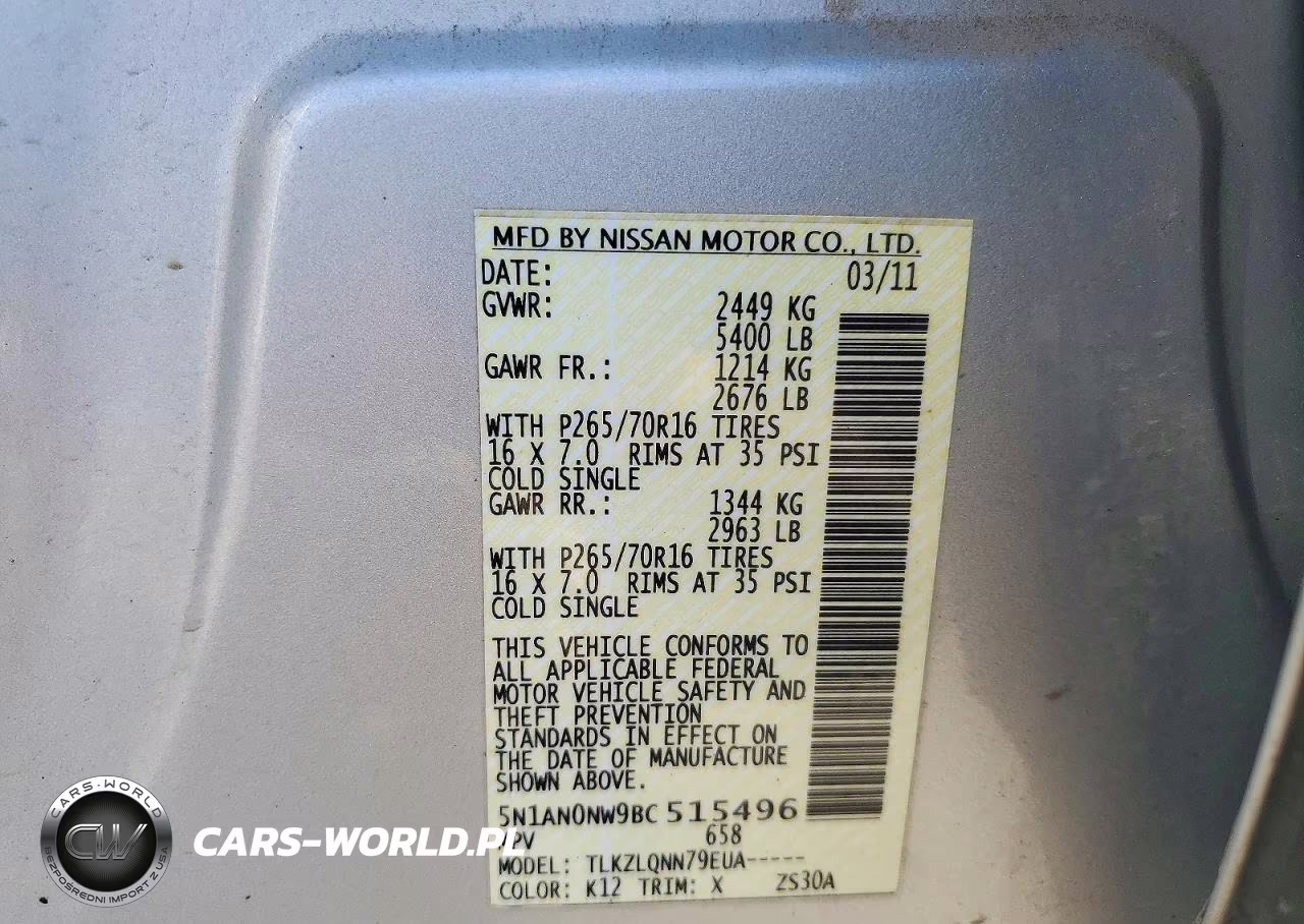 2011 Nissan Xterra X VIN:5N1AN0NW9BC515496 - 14