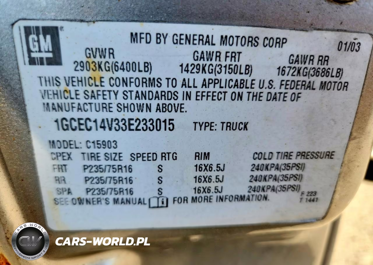 2003 Chevrolet Silverado C1500 VIN:1GCEC14V33E233015 - 12