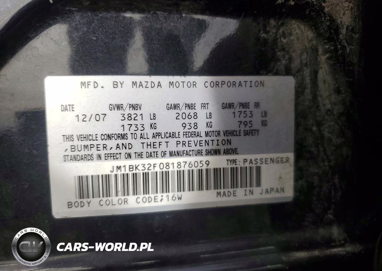2008 Mazda 3 I VIN:JM1BK32F081876059 - 12
