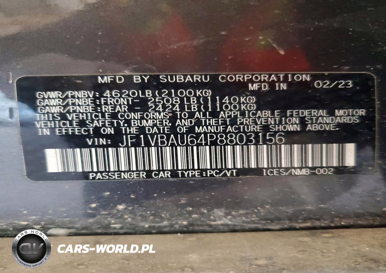 2023 Subaru Wrx Gt VIN:JF1VBAU64P8803156 - 12