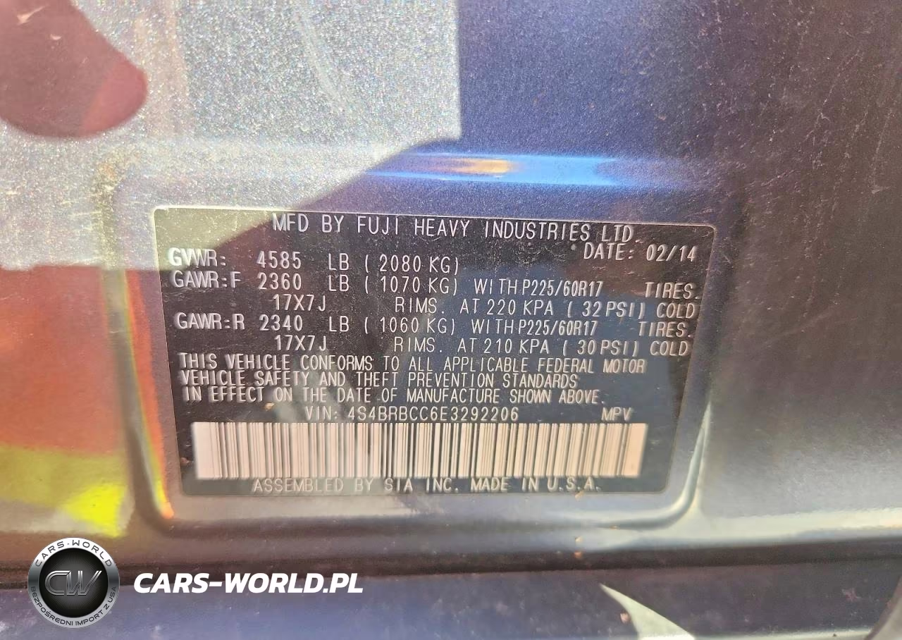 2014 Subaru Outback 2.5I Premium VIN:4S4BRBCC6E3292206 - 13