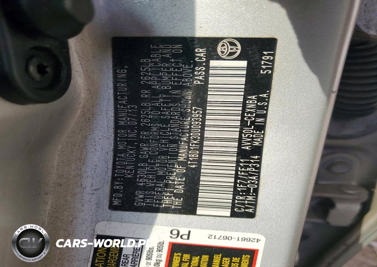 2013 Toyota Camry Hybrid Le VIN:4T1BD1FK3DU093957 - 12