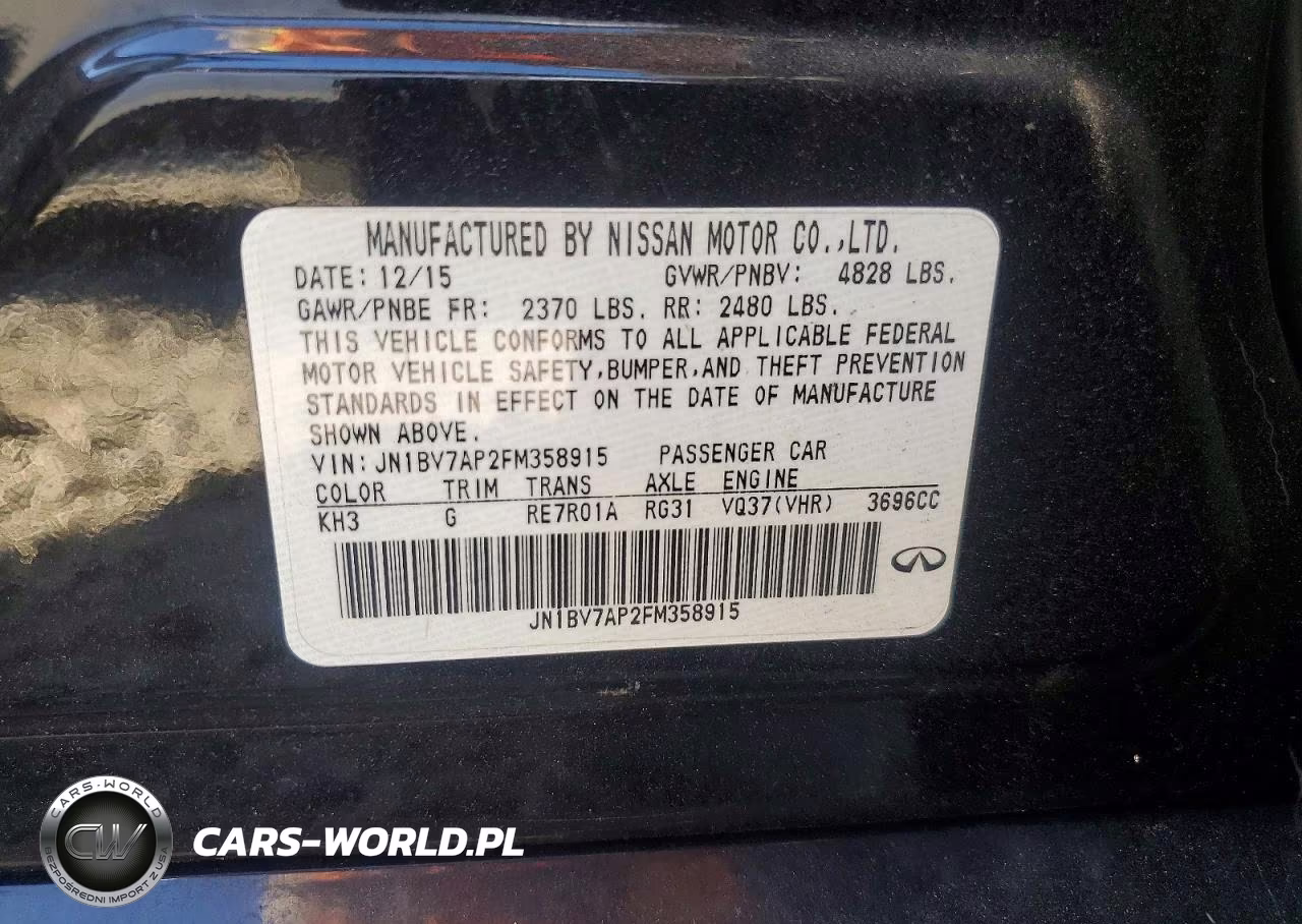 2015 Infiniti Q50 Base VIN:JN1BV7AP2FM358915 - 12