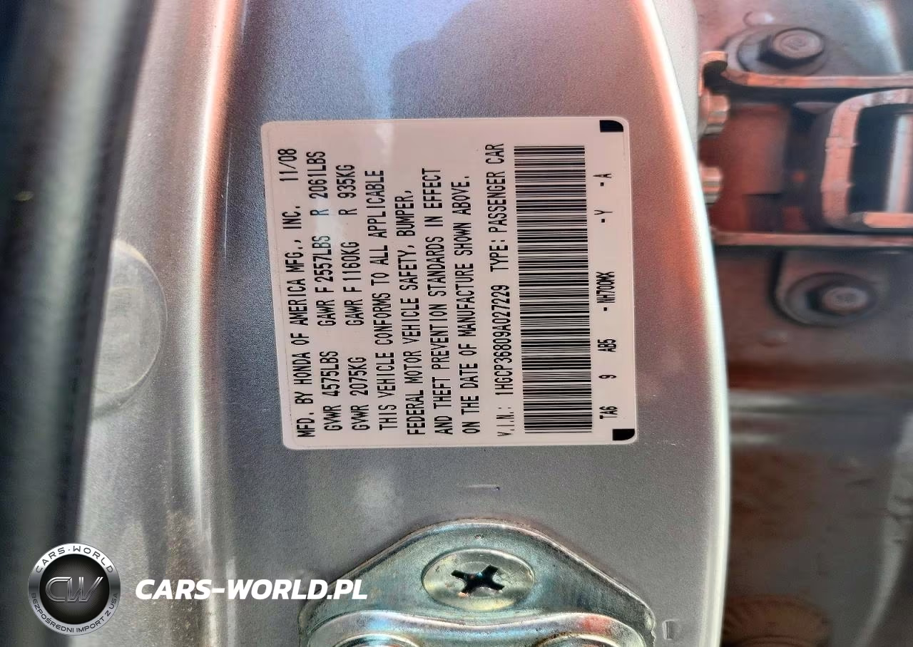 2009 Honda Accord Exl VIN:1HGCP36809A027229 - 12