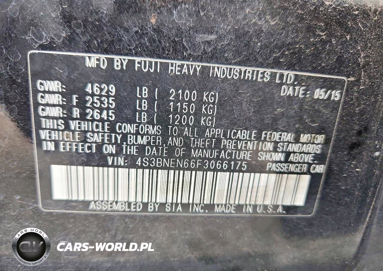 2015 Subaru Legacy 3.6R Limited VIN:4S3BNEN66F3066175 - 12