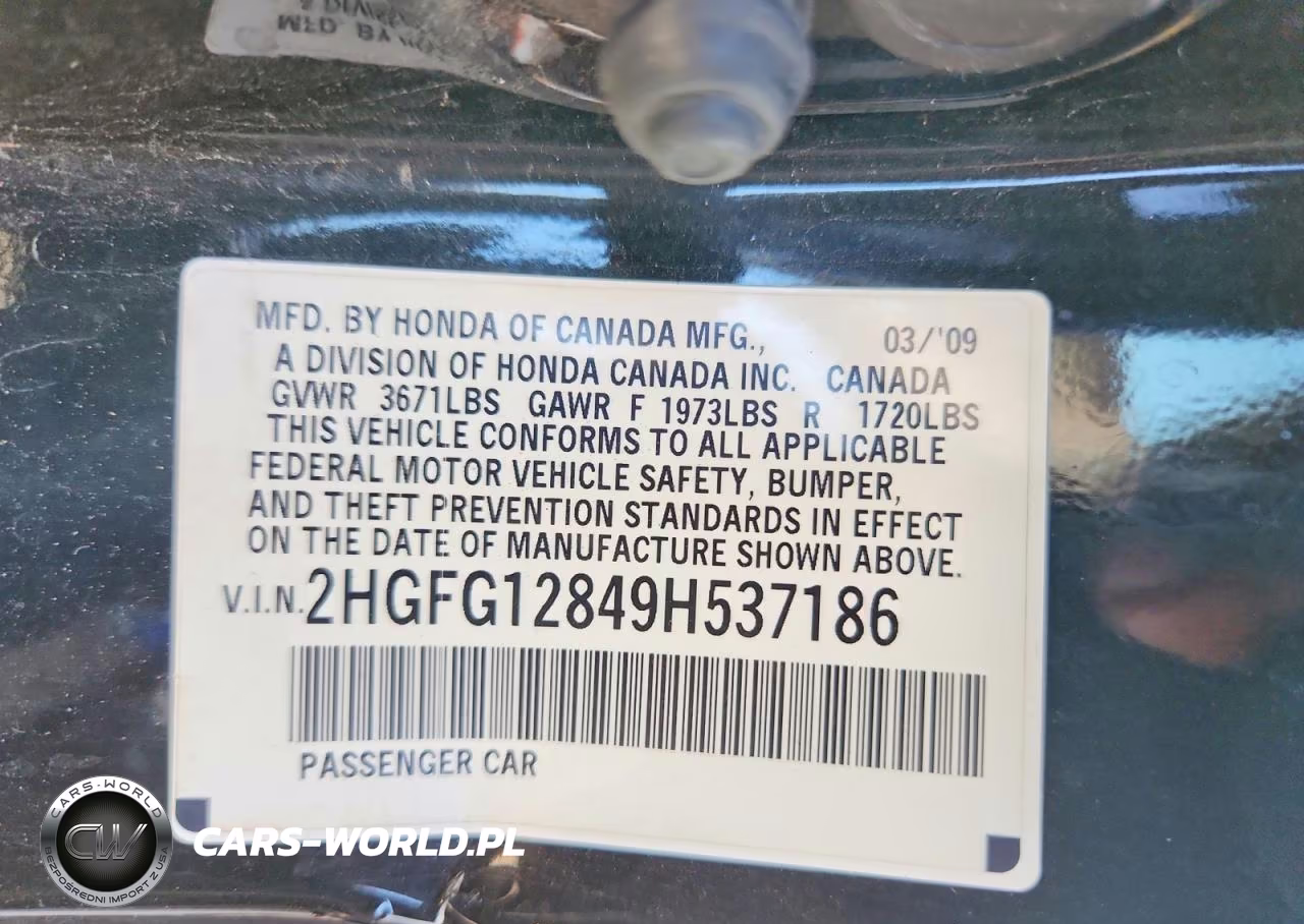 2009 Honda Civic Ex VIN:2HGFG12849H537186 - 12