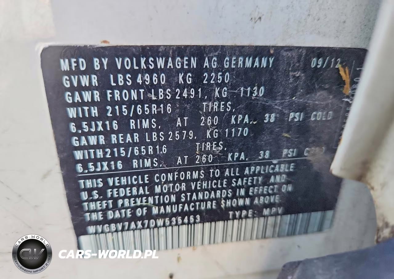 2013 Volkswagen Tiguan S VIN:WVGBV7AX7DW535453 - 12