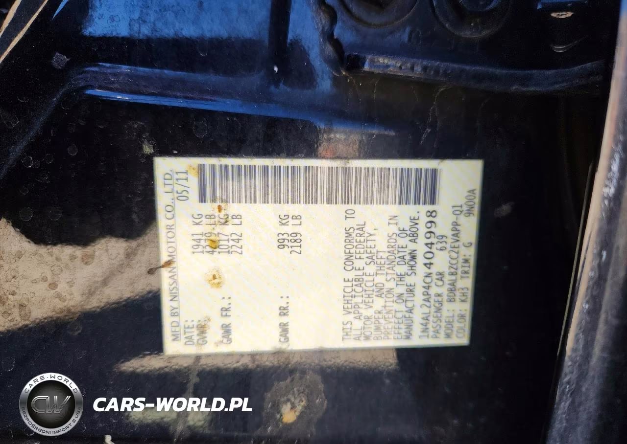 2012 Nissan Altima 2.5 VIN:1N4AL2AP4CN404998 - 12