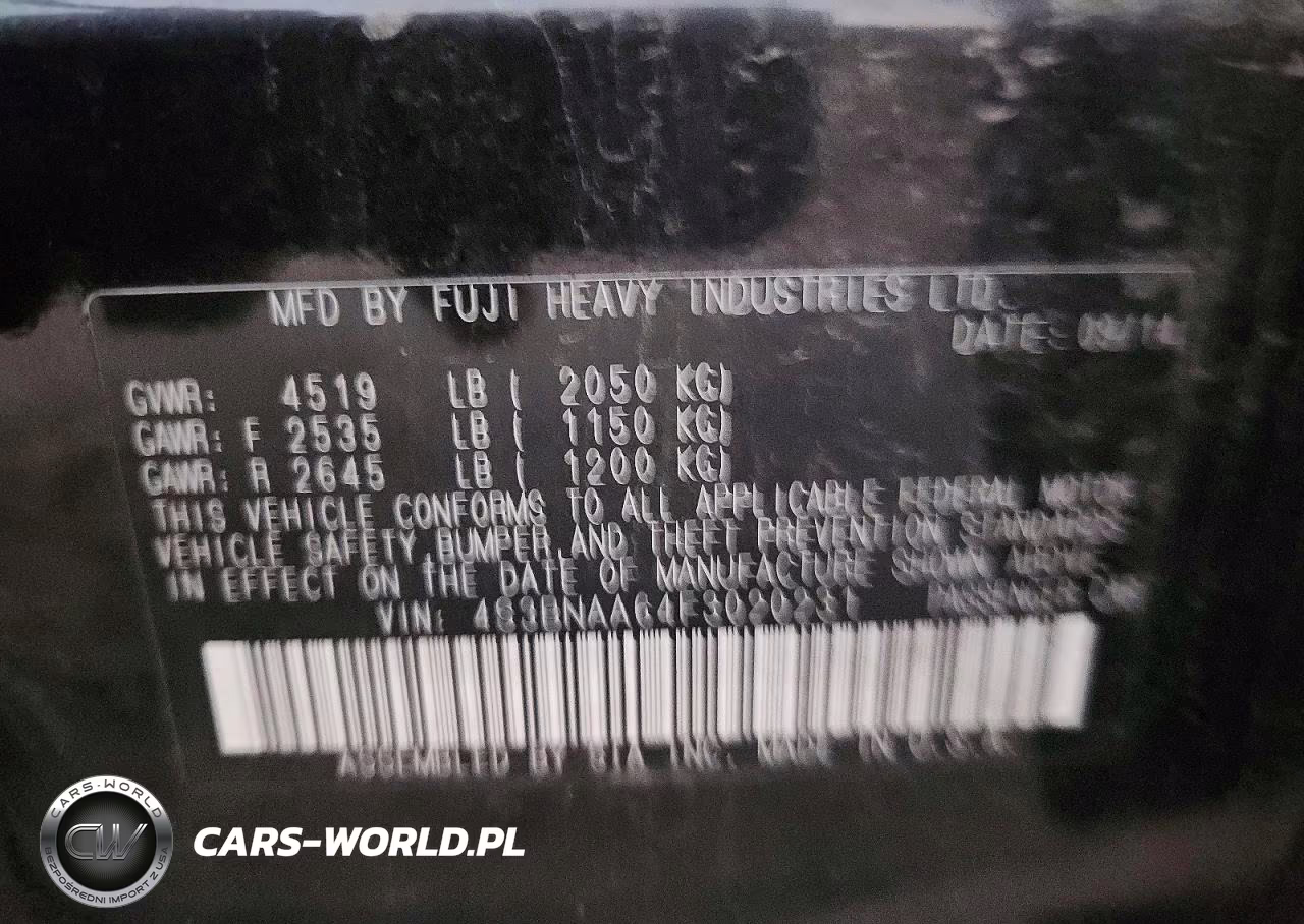 2015 Subaru Legacy 2.5I VIN:4S3BNAA64F3020231 - 12