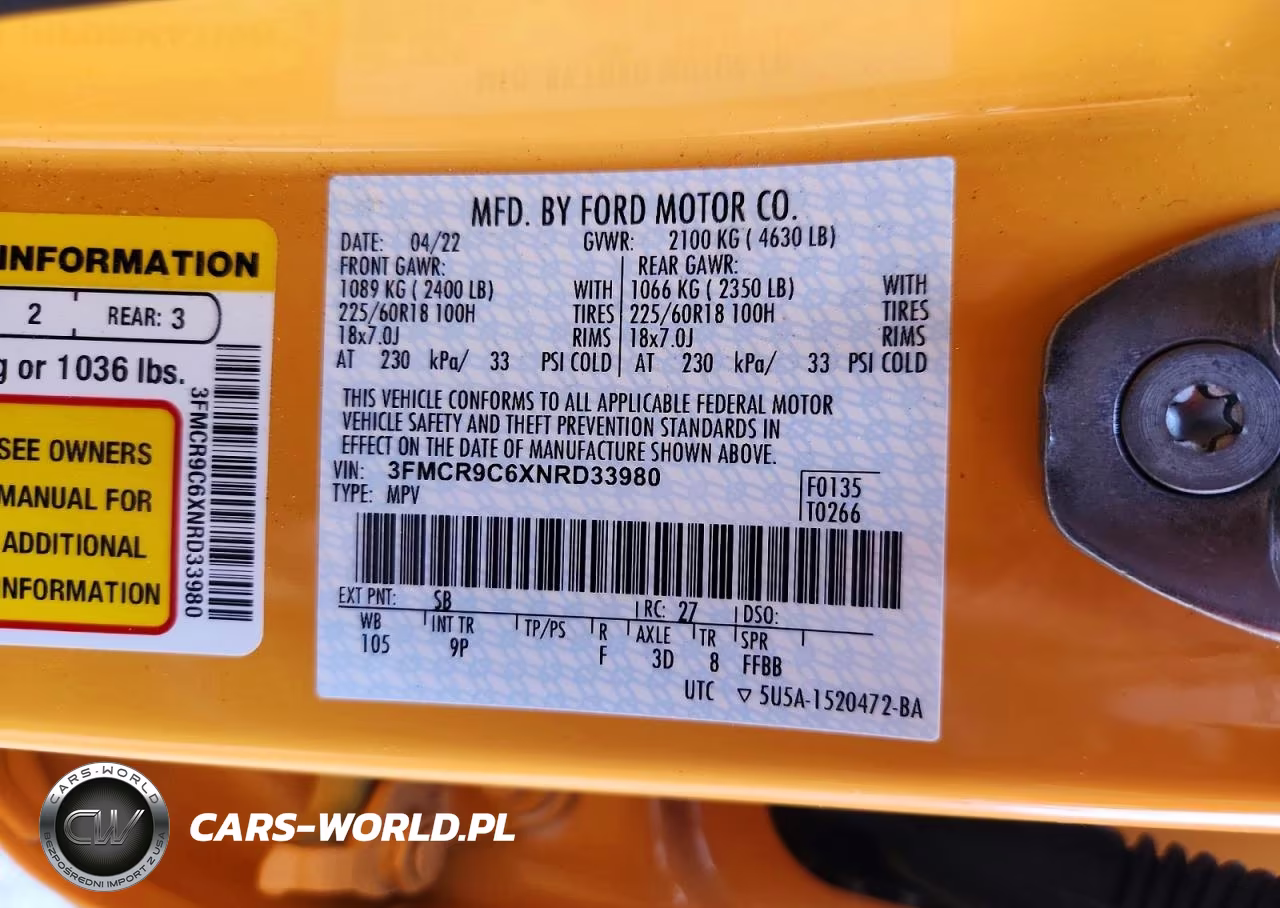 2022 Ford Bronco Sport VIN:3FMCR9C6XNRD33980 - 13