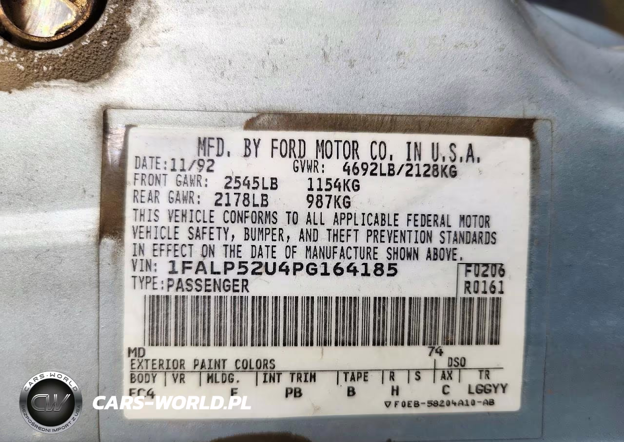 1993 Ford Taurus Gl VIN:1FALP52U4PG164185 - 13