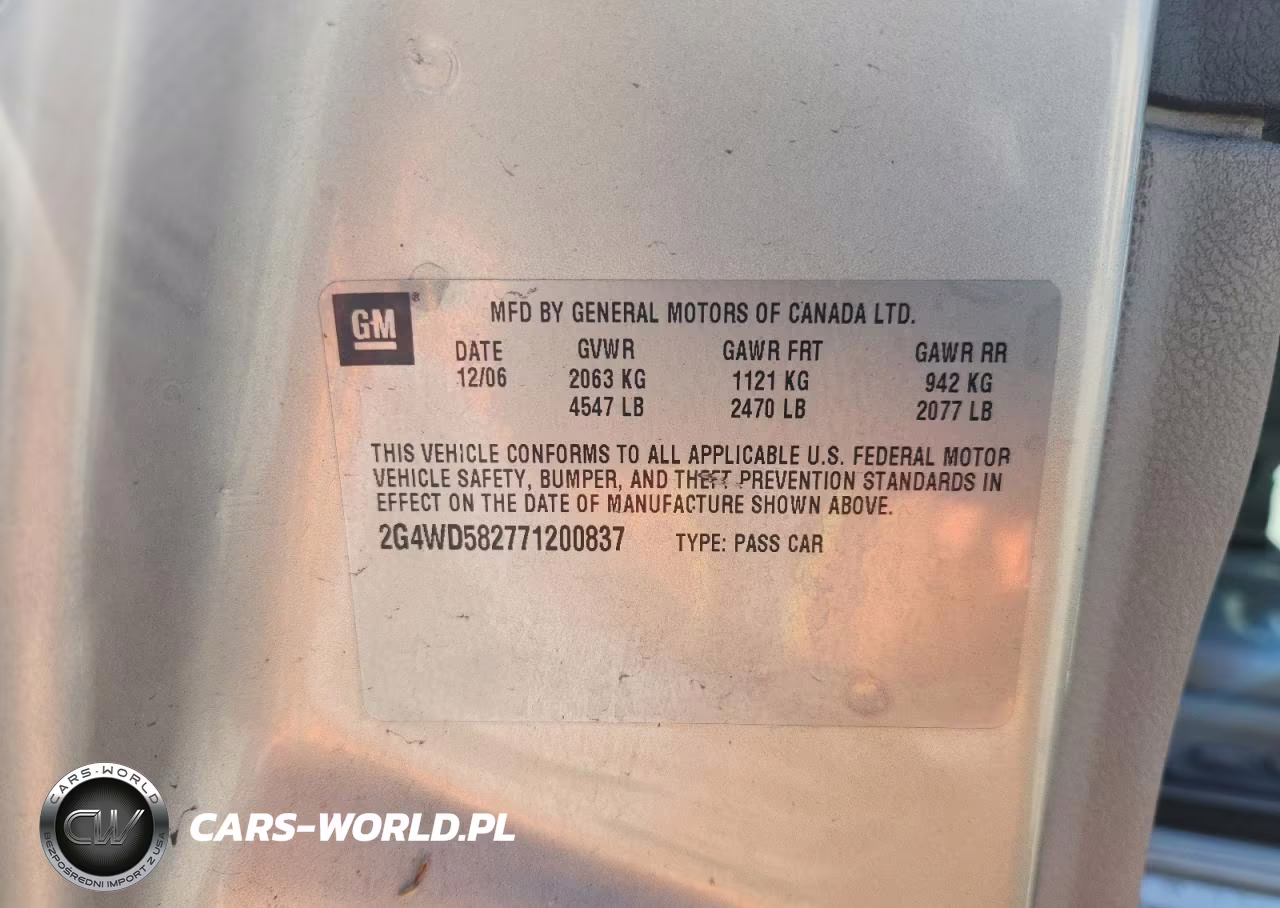 2007 Buick Lacrosse Cxl VIN:2G4WD582771200837 - 12