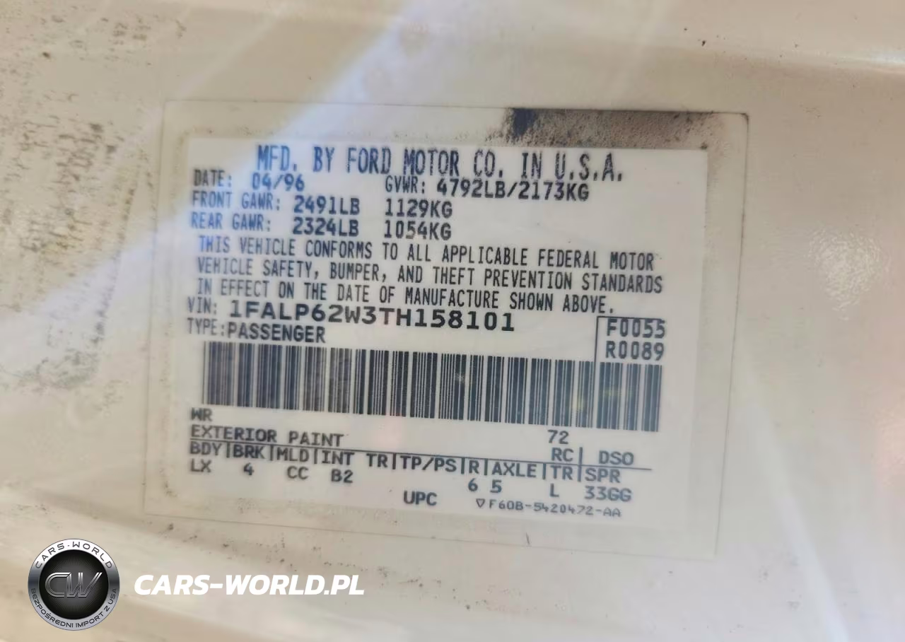 1996 Ford Thunderbird Lx VIN:1FALP62W3TH158101 - 12
