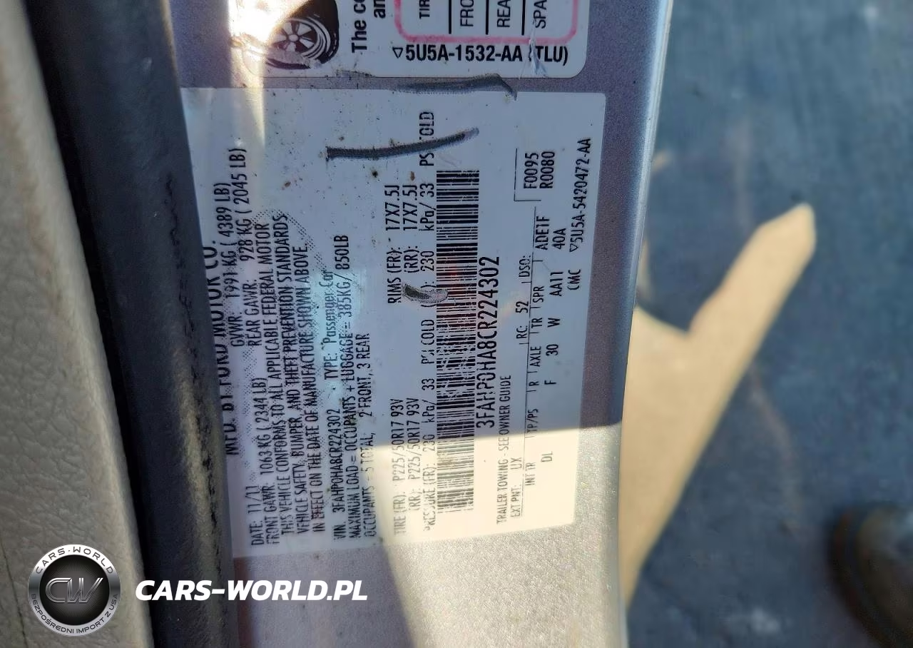 2012 Ford Fusion Se VIN:3FAHP0HA8CR224302 - 13