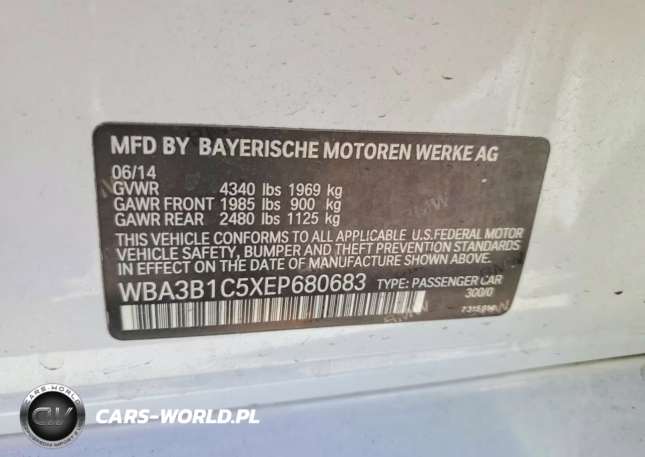 2014 BMW 320 I VIN:WBA3B1C5XEP680683 - 12