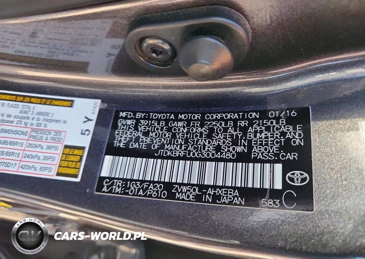 2016 Toyota Prius Two VIN:JTDKBRFU0G3004480 - 12