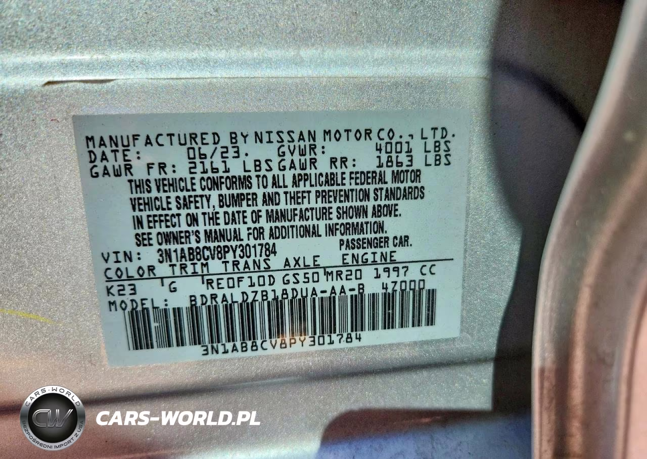 2023 Nissan Sentra Sv VIN:3N1AB8CV8PY301784 - 12