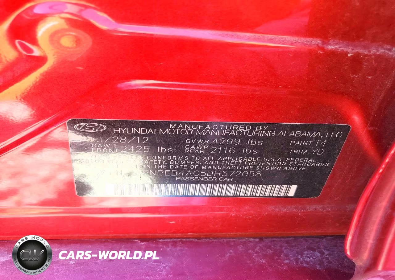 2013 Hyundai Sonata Gls VIN:5NPEB4AC5DH572058 - 12